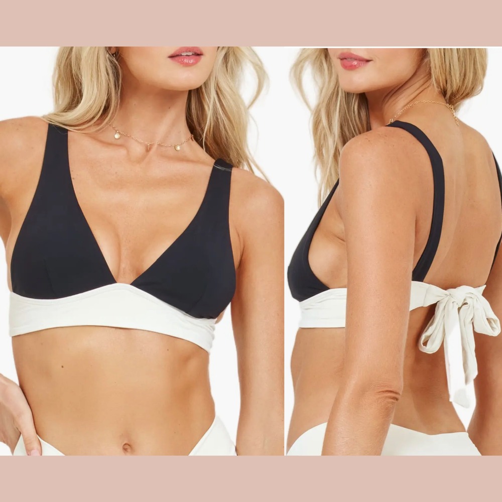 NEW $110 L Space [ DD Cup ] Fused‎ Harley Bikini Top Colorblock Black #U1470